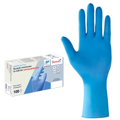 GUANTO MONOUSO SENSINITRYL IN NITRILE SENZA POLVERE, GUANTI TAGLIA M (7/7½), AZZURRO (CONFEZIONE 100 PEZZI)