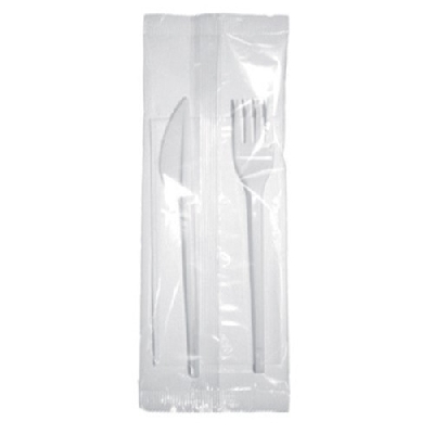 Bis Posate monouso - Forchetta + Coltello + Tovagliolo - PZ 800 - 100% Compostabili
